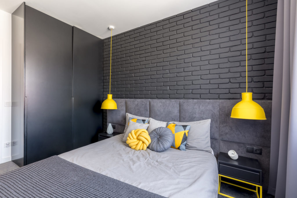 Bedroom with yellow accents
